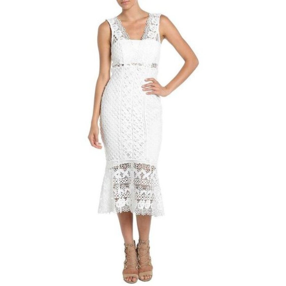 Bardot Odyssey White Lace Mermaid Dress Wedding Bride Size 8 NWT